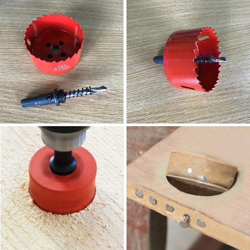 Laiwei Hole Saw Drill Bit LAIWEI HSS Hole Cutter with Arbor for Wood,PVC Board and Plasterboard(5-1/8"(130mm Hole Saw)) - Image 5